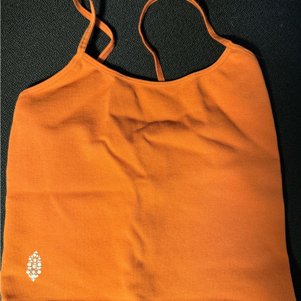NWT FP Movement by FreePeople M top - orange, spaghetti straps, cropped, fitted